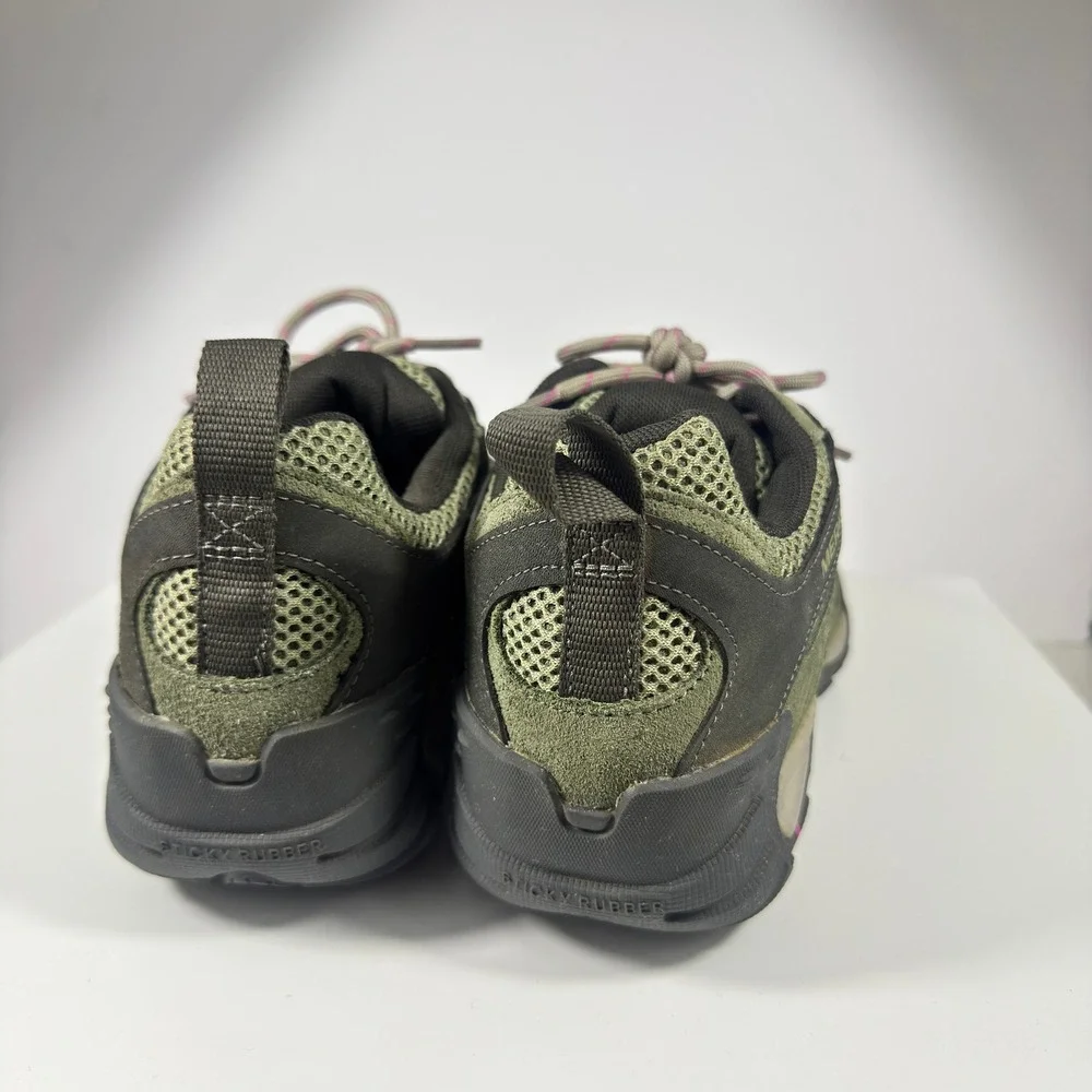 Merrell Alverstone Hiking Shoes Womens 9.5 Olive Green Pink Suede Mesh J135202